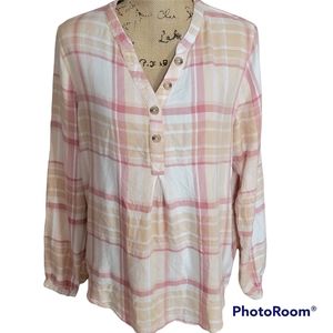 MAURICES Plaid Top/shirt sz L